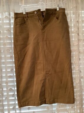 Women's stretch Midi Pencil Skirt in Brown Nuggles